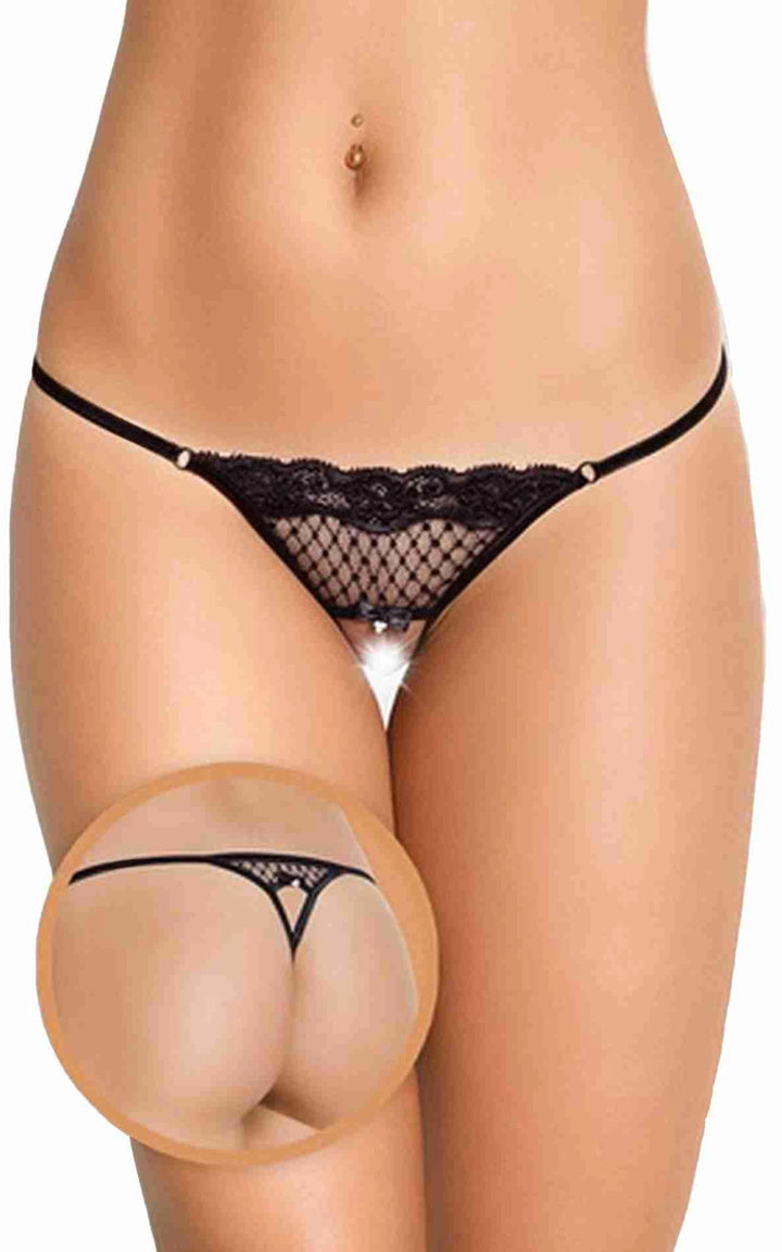 Stringi z wycięciem SoftLine Collection czarne S L - zdjęcie główne