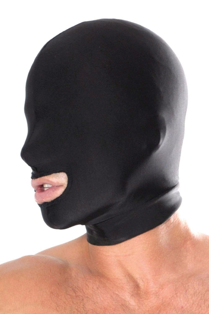 Kaptur BDSM z otworem na usta Fetish Fantasy Series spandex czarny - zdjęcie główne