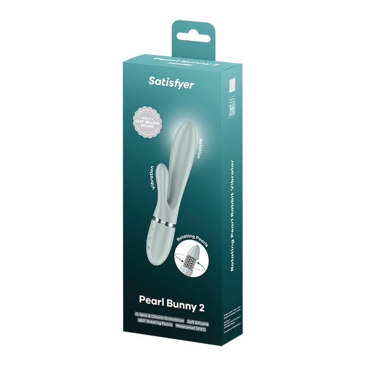 Wibrator króliczek Pearl Bunny 2 Satisfyer 21,5 cm szarozielony - zdjęcie główne