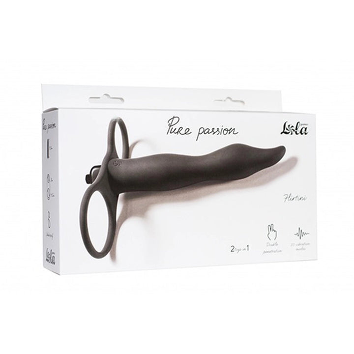 Strap-on wibrujący Pure Passion Flirtini Lola Toys 15,9 cm czarny - zdjęcie główne