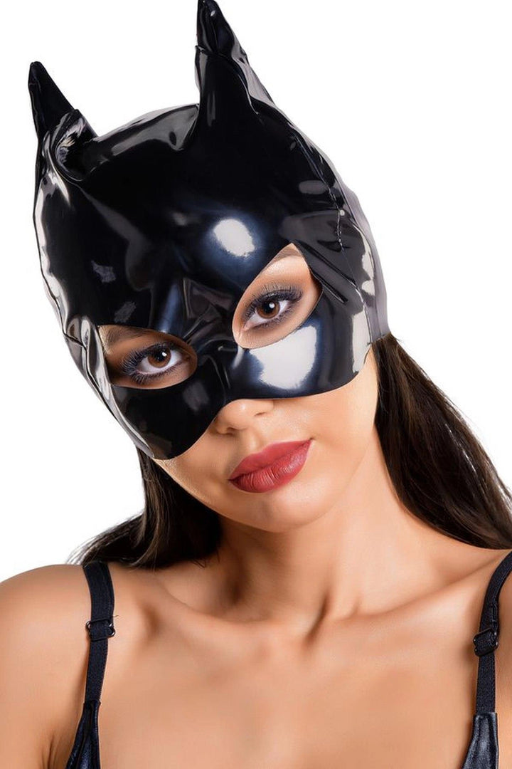 Maska kota wetlook Glossy czarna One Size - zdjęcie główne