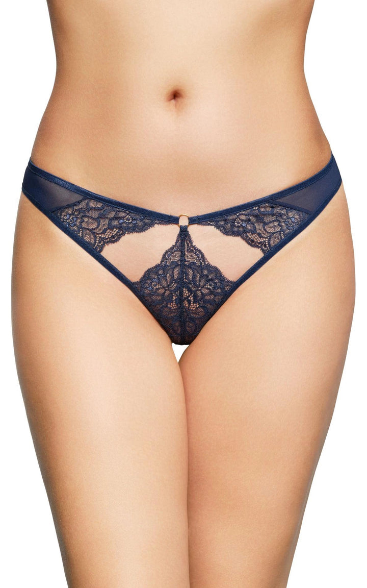 Stringi koronkowe SoftLine Collection niebieskie M L - zdjęcie główne