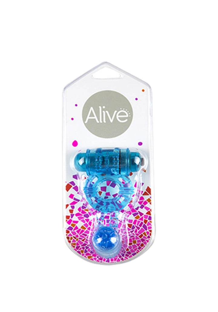Pierścień wibracyjny Ring Double Alive 9 cm niebieski - zdjęcie główne