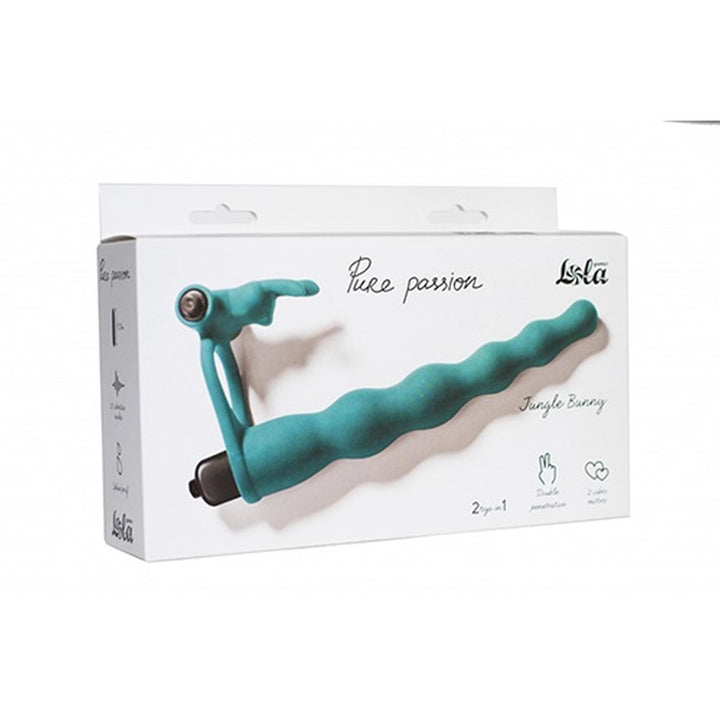 Strap-on wibrujący Pure Passion Jungle Bunny Lola Toys 10 trybów 17 cm zielony - zdjęcie główne