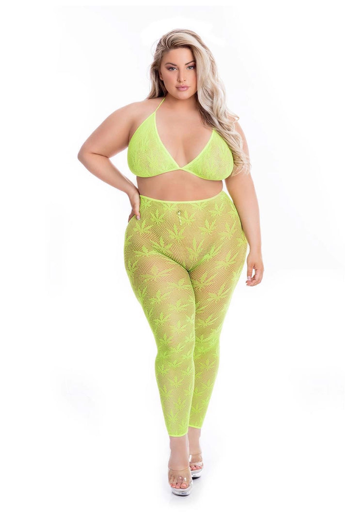 Komplet bielizny erotycznej Pink Lipstick Lingerie zielony XL - zdjęcie główne