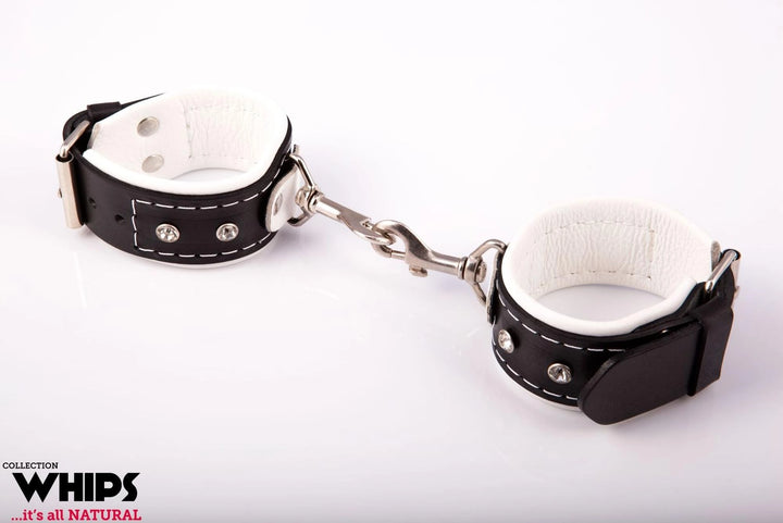 Kajdanki damskie Whips Collection biało-czarne - zdjęcie główne