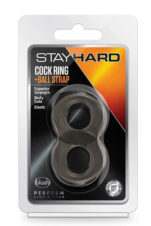 Pierścień erekcyjny z paskiem na jądra Blush Stay Hard czarny - zdjęcie główne