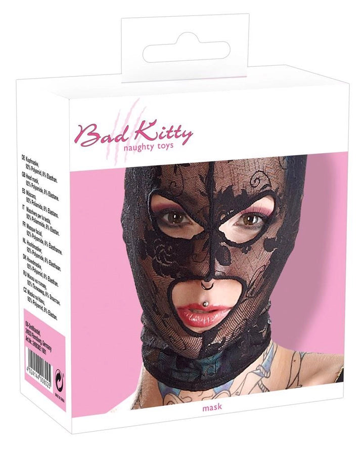 Maska BDSM koronkowa Bad Kitty czarna - zdjęcie główne