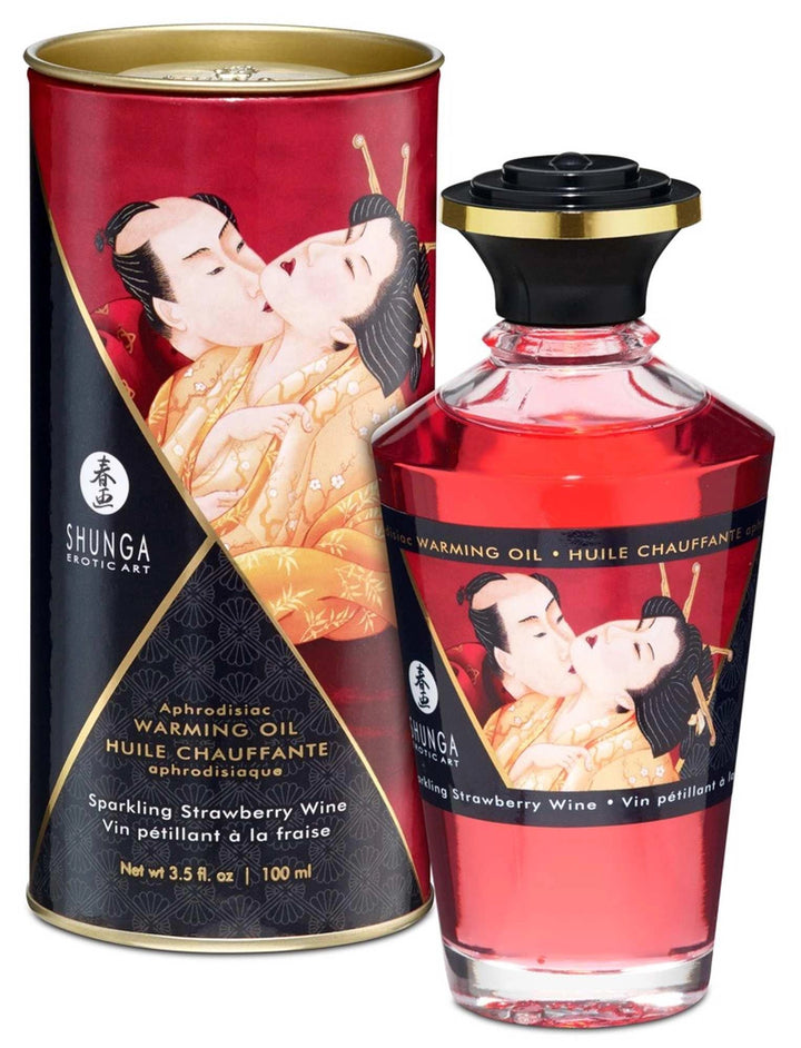 Olejek do masażu rozgrzewający Shunga Sparkling Strawberry Wine 100 ml - zdjęcie główne