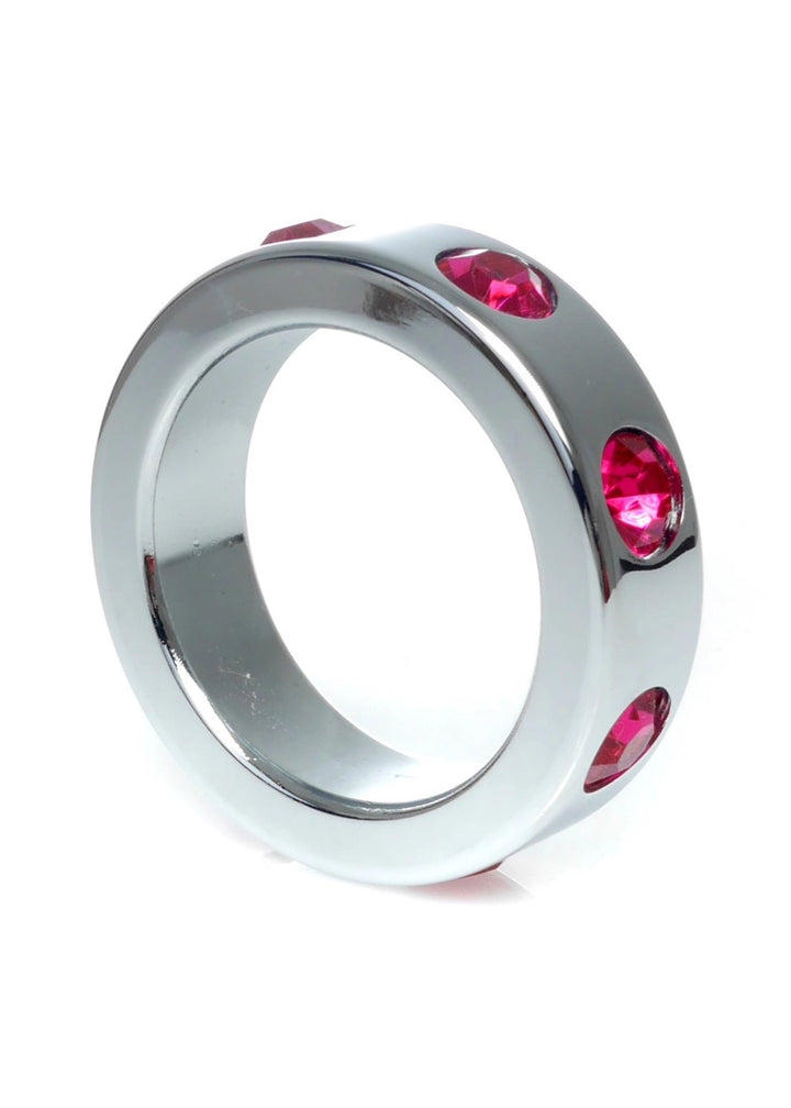 Pierścień erekcyjny stal nierdzewna z różowymi diamencikami B - Series HeavyFun - zdjęcie główne