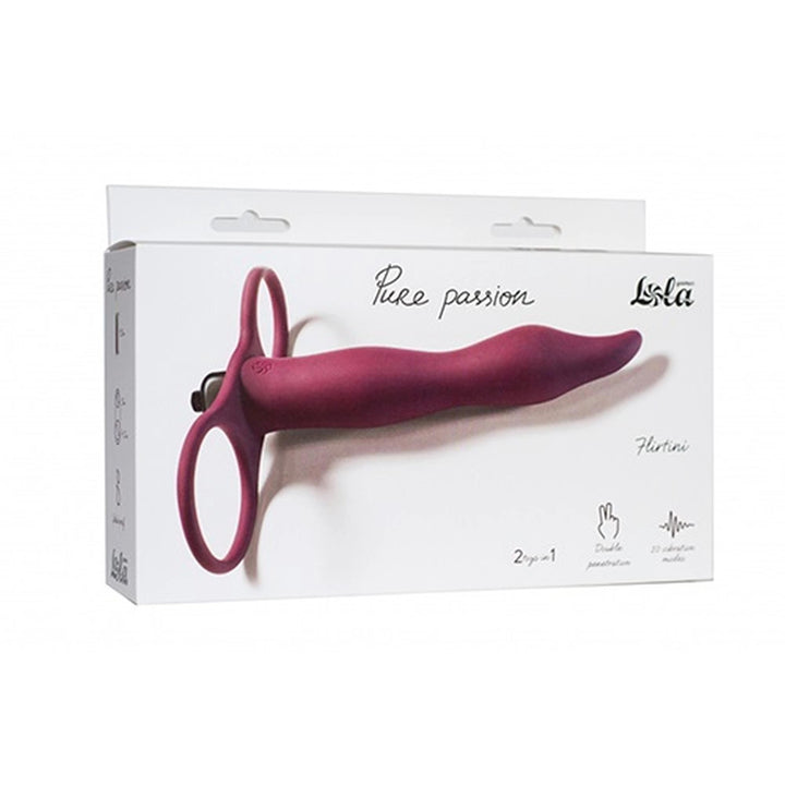 Strap-on wibrujący Pure Passion Flirtini Lola Toys bordowy 15,4 cm - zdjęcie główne