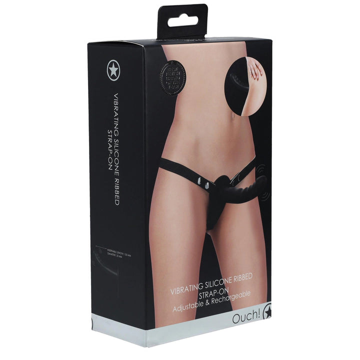 Strap-on wibrujący Ouch! silikonowy 10 trybów czarny - zdjęcie główne