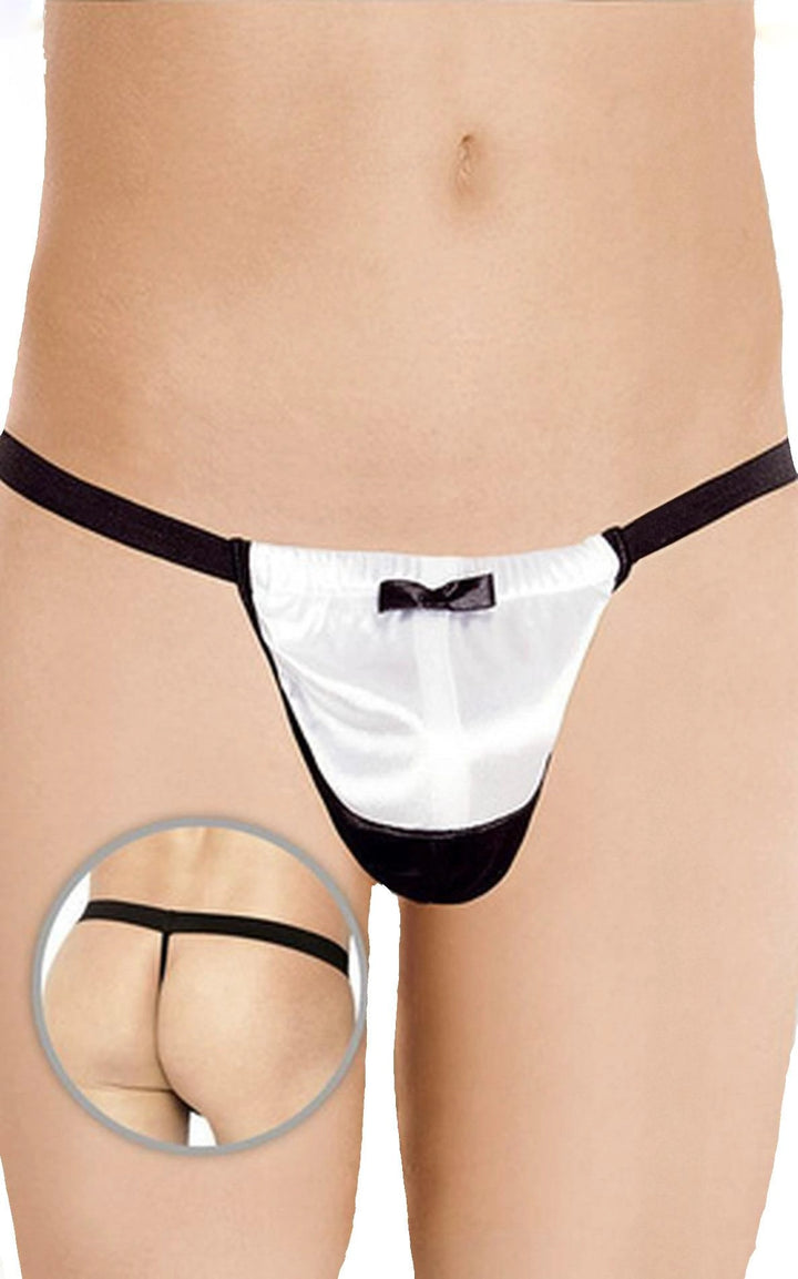 Stringi męskie z muszką SoftLine Collection biały S L - zdjęcie główne