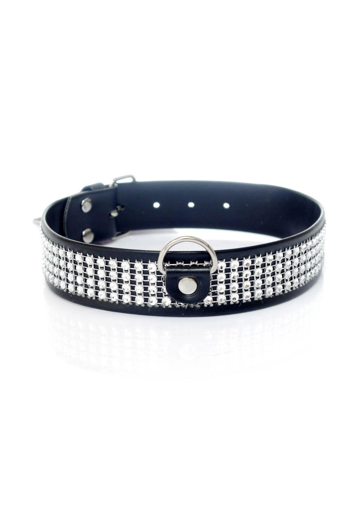 Obroża z kryształkami Fetish B - Series 3 cm srebrna - zdjęcie główne
