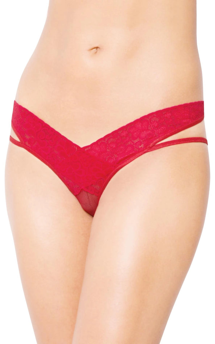 Stringi koronkowe SoftLine Collection czerwone M L - zdjęcie główne