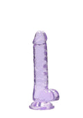 Dildo realistyczne z jądrami RealRock 18 cm fioletowe