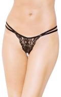 Stringi koronkowe SoftLine Collection czarny S/L