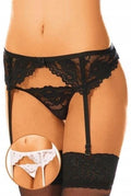Komplet bielizny erotycznej z pasem do pończoch SoftLine Collection czarny S/M