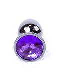 Korek analny stal nierdzewna z diamencikiem fioletowy 7 cm