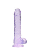 Dildo realistyczne z jądrami RealRock fioletowe 21 cm