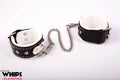 Kajdanki damskie skórzane biało-czarne Whips Collection
