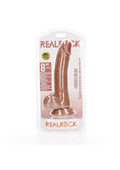 Dildo realistyczne RealRock zakrzywione z przyssawką i jądrami 23 cm