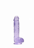 Dildo realistyczne z jądrami RealRock 15 cm fioletowe