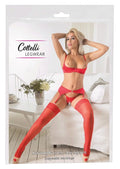 Pończochy do pasa czerwone Cottelli LEGWEAR