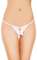 Stringi koronkowe open crotch białe S/L