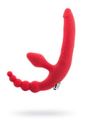Strap-on bez pasów z wibrującym bulletem 35 cm czerwony