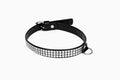 Obroża damska Whips Collection lakierowana z kryształkami czarna 2 cm