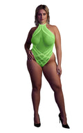 Body erotyczne z dekoltem halter Ouch! neonowa zieleń XL/XXXXL