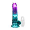 Dildo realistyczne wibrujące RealRock z LED 16,2 cm przezroczyste