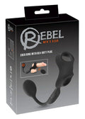 Pierścień erekcyjny z wibrującym plugiem analnym Rebel 10 trybów USB