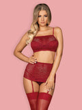 Komplet bielizny erotycznej Lividia Obsessive czerwony S/M
