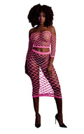 Komplet bielizny neonowy Ouch! różowy XS/XL