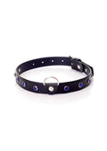Obroża BDSM Fetish B - Series granatowa z kryształkami 2 cm