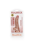 Dildo realistyczne zakrzywione RealRock z przyssawką i jądrami 17 cm