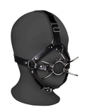 Uprząż na głowę z kneblem spider gag i haczykami na nos Ouch! czarny