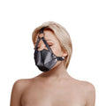 Uprząż na głowę z maską i kneblem kulkowym Ouch! czarny